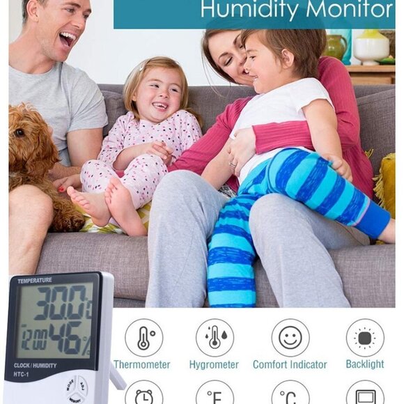 🌷NEW Digital Hygrometer Thermometer Humidity Temperature Weather Station Clock - Picture 1 of 16